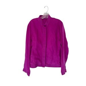 Nygard Collection Button Up Blouse Linen‎ Lagenlook Mandarin Collar Size 16